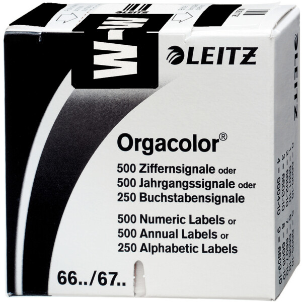 Buchstabensignal Leitz Orgacolor 6632 - 30 x 23 mm schwarz Aufdruck W selbstklebend Pckg/250