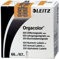 Buchstabensignal Leitz Orgacolor 6636 - 30 x 23 mm hellbraun Aufdruck SCH selbstklebend Pckg/250