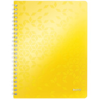 Collegeblock Leitz WOW 4637 - A4 210 x 297 mm gelb liniert Lineatur21 mit Schreiblinie 80 Blatt FSC extraweißes Qualitätspapier 80 g/m²