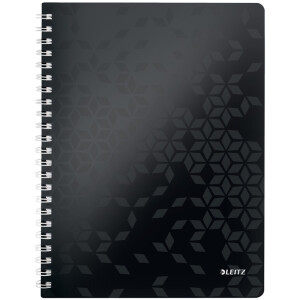 Collegeblock Leitz WOW 4637 - A4 210 x 297 mm schwarz liniert Lineatur21 mit Schreiblinie 80 Blatt FSC extraweißes Qualitätspapier 80 g/m²