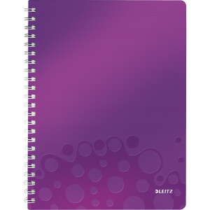 Collegeblock Leitz WOW 4637-A - A4 210 x 297 mm violett liniert Lineatur21 mit Schreiblinie 80 Blatt FSC extraweißes Qualitätspapier 80 g/m²