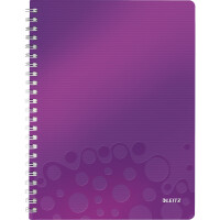 Collegeblock Leitz WOW 4637-A - A4 210 x 297 mm violett liniert Lineatur21 mit Schreiblinie 80 Blatt FSC extraweißes Qualitätspapier 80 g/m²