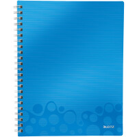 Collegeblock Leitz WOW Get Organised 4642 - A4 210 x 297 mm blau liniert Lineatur21 mit Schreiblinie 80 Blatt extraweißes Qualitätspapier 80 g/m²