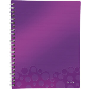 Collegeblock Leitz WOW Get Organised 4643 - A4 210 x 297 mm violett kariert Lineatur22 5 x 5 mm 80 Blatt extraweißes Qualitätspapier 80 g/m²