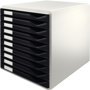Schubladenbox Leitz 5281 - A4 285 x 290 x 355 mm schwarz/weiß 10 Schubladen Polystyrol
