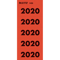 Inhaltsschilder mit Jahreszahl Leitz 1420 - 60 x 26 mm rot 2020 selbstklebend Pckg/100