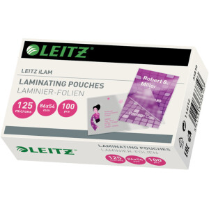 Laminierfolie Leitz iLAM 33810 - 54 x 86 mm für Kreditkarten 125 µm glänzend Ethyl-Venyl-Acetat Pckg/100