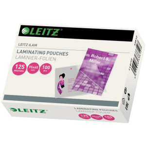 Laminierfolie Leitz iLAM 33812 - 65 x 95 mm für Key Cards 125 µm glänzend Ethyl-Venyl-Acetat Pckg/100