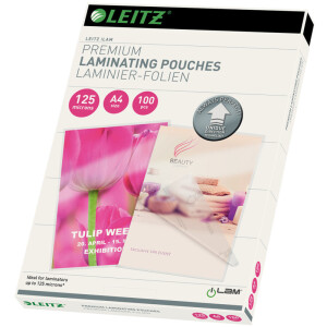Laminierfolie Leitz iLAM UDT 7481 - 303 x 216 mm für A4 125 µm glänzend glasklar Ethyl-Venyl-Acetat Pckg/100