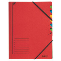 Ordnungsmappe Leitz 3907 - A4 245 x 320 mm rot 7 Fächer Colorspan 400 g/qm²