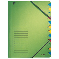 Ordnungsmappe Leitz 3912 - A4 247 x 320 mm grün 12 Fächer Colorspan 400 g/qm²