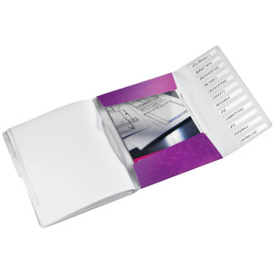 Ordnungsmappe Leitz WOW 4634 - A4 265 x 320 mm violett 12 Fächer PP-Folie