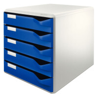 Schubladenbox Leitz 5280 - A4 285 x 290 x 355 mm blau 5 Schubladen Polystyrol