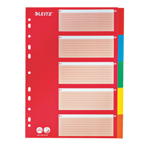 Register Leitz 4386 - A4 farbig blanko 5-teilig Karton...