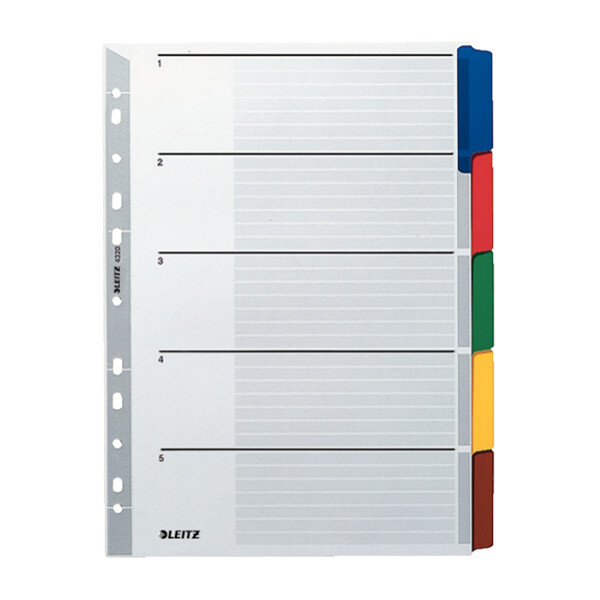 Register Leitz 4320 - A4 farbig blanko 5-teilig Karton 160 g/m²