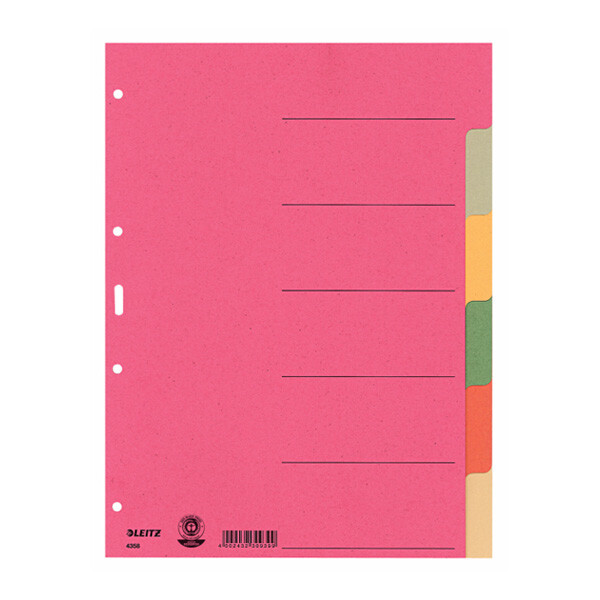 Register Leitz 4358 - A4 farbig blanko 6-teilig Recyclingkarton 230 g/m²