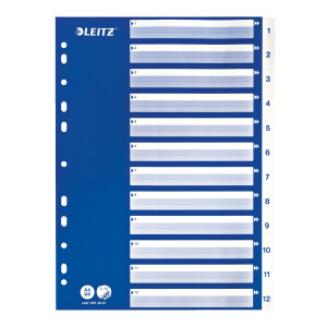 Register Leitz 1251 - A4 weiß/blau 1-12 PP-Folie