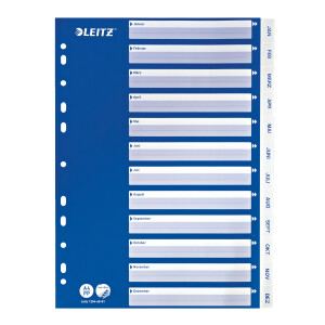 Register Leitz 1254 - A4 weiß/blau Monate 12-teilig...