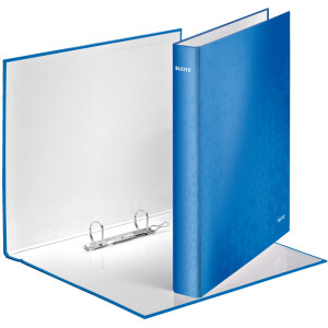 Ringbuch Leitz WOW 4241 - A4 blau metallic 2-D-Ring Mechanik Ø 25 mm für 220 Blatt Graupappe mit laminiertem Papier