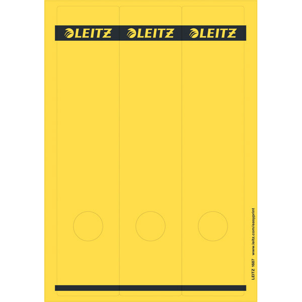 Ordnerrückenschild Leitz 1687 - 61 x 285 mm gelb breit / kurz selbstklebend für alle Druckertypen Pckg/75