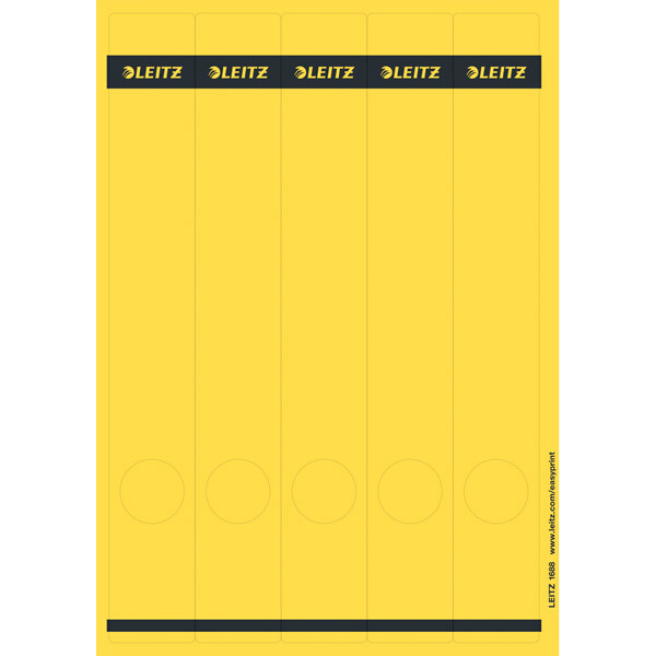 Ordnerrückenschild Leitz 1688 - 39 x 285 mm gelb schmal / lang selbstklebend für alle Druckertypen Pckg/125