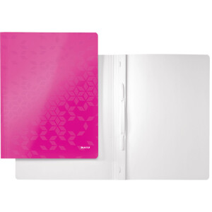 Schnellhefter Leitz WOW 3001 - A4 310 x 240 mm pink metallic Amtsheftung/kaufmännsche Heftung FSC-Karton 300 g/m²