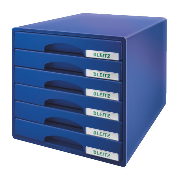 Schubladenbox Leitz Plus 5212 - A4 270 x 287 x 363 mm blau 6 Schubladen Polystyrol