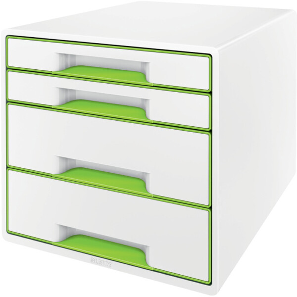 Schubladenbox Leitz WOW CUBE 5213 - A4 270 x 287 x 363 mm perlweiß/grün 4 Schubladen Polystyrol