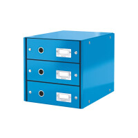 Schubladenbox Leitz Click & Store 6048 - 286 x 282 x 358 mm blau 3 Schubladen mit Schildhalter Graukarton