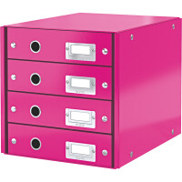 Schubladenbox Leitz Click & Store 6049 - 286 x 282 x 358 mm pink 4 Schubladen mit Schildhalter Graukarton