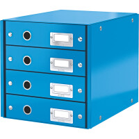 Schubladenbox Leitz Click & Store 6049 - 286 x 282 x 358 mm blau 4 Schubladen mit Schildhalter Graukarton