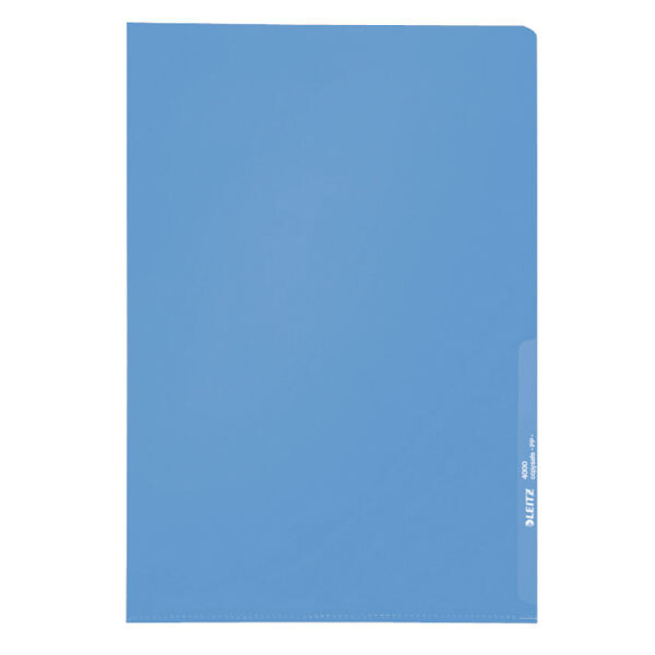 Sichthülle Leitz 4000 - A4 315 x 220 mm blau oben/rechts offen 0,13 mm PP-Folie Pckg/100