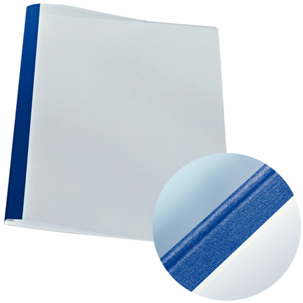 Thermobindemappe Leitz 177119 - A4 blau bis 30 Blatt transparenter Vorderdeckel FSC-Leinenkarton Pckg/25
