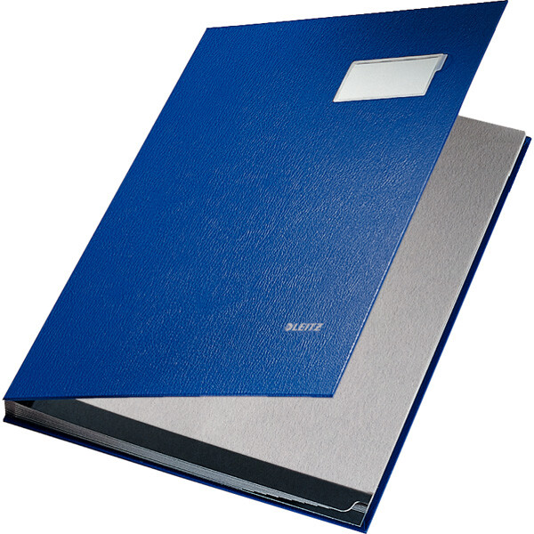 Unterschriftenmappe Leitz 5701 - A4 240 x 340 mm blau 10 Fächer Graupappe