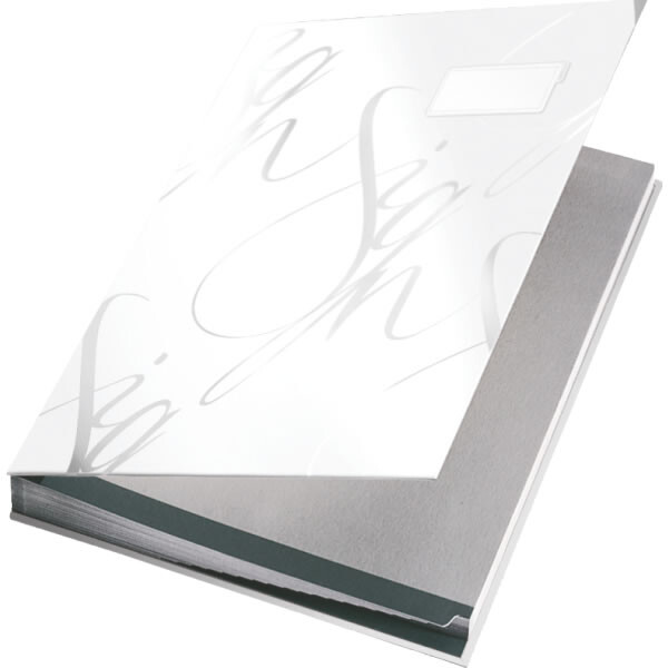 Unterschriftenmappe Leitz 5745 - A4 240 x 340 mm weiß 18 Fächer Graupappe