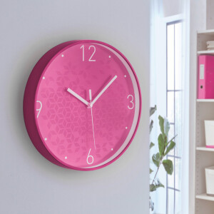 Wanduhr Leitz WOW 9015 - Ø 29 cm pink leises Quarzlaufwerk Kunststoff