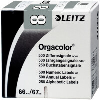 Ziffernsignal Leitz Orgacolor 6608 - 30 x 23 mm grau Aufdruck 8 selbstklebend Pckg/500