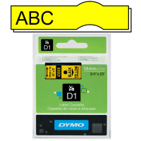 Schriftbandkassette Dymo 45808 - 19 mm x 7 m D1-Band schwarz auf gelb selbstklebend Polyester Endlos