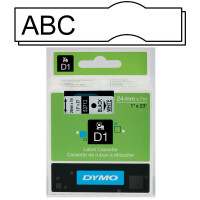 Schriftbandkassette Dymo 53713 - 24 mm x 7 m D1-Band schwarz auf weiß selbstklebend Polyester Endlos