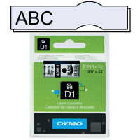 Schriftbandkassette Dymo 40910 - 9 mm x 7 m D1-Band schwarz auf transparent selbstklebend Polyester Endlos