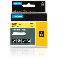 Schriftbandkassette Dymo 18490 - 12 mm x 3,5 m Rhino ID1-Band schwarz auf gelb selbstklebend Nylon Endlos