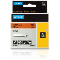 Schriftbandkassette Dymo 18435 - 12 mm x 5,5 m Rhino ID1-Band schwarz auf orange selbstklebend Vinyl Endlos