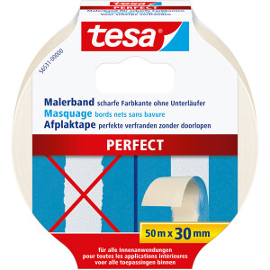 Abdeckband tesa Malerkrepp Perfect 56531 - 30 mm x 50 m beige Kreppband für Privat/Endverbraucher-Anwendungen