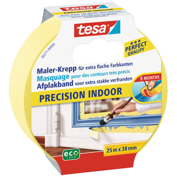 Abdeckband tesa Malerband Precision Indoor Prifi 56271 - 38 mm x 25 m beige Kreppband für Privat/Endverbraucher-Anwendungen