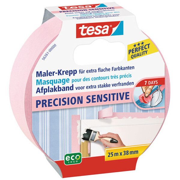 Abdeckband tesa Malerband Precision Sensitive 56261 - 38 mm x 25 m beige Kreppband für Privat/Endverbraucher-Anwendungen