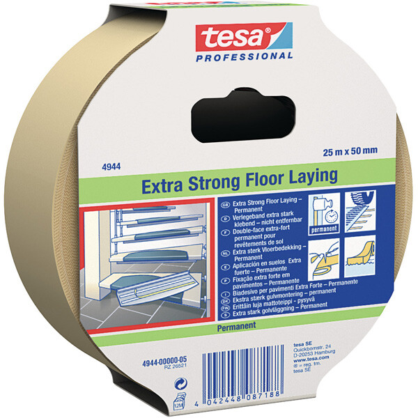 Montagedoppelklebeband tesa tesafix 4944 - 50 mm x 25 m farblos Gewebeband für Industrie/Gewerbe-Anwendungen