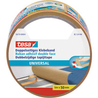 Verlegedoppelband tesa Universal 56170 - 50 mm x 5 m farblos Befestigungsklebeband für Privat/Endverbraucher-Anwendungen