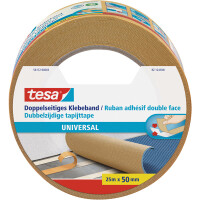 Verlegedoppelband tesa Universal 56172 - 50 mm x 25 m farblos Befestigungsklebeband für Privat/Endverbraucher-Anwendungen