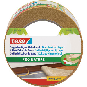 Verlegedoppelband tesa Pro Nature 56452 - 50 mm x 25 m transparent Bodenbelagband für Privat/Endverbraucher-Anwendungen