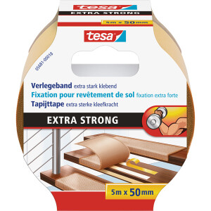Verlegedoppelband tesa Extra Strong 5681 - 50 mm x 5 m weiß Bodenbelagband für Privat/Endverbraucher-Anwendungen